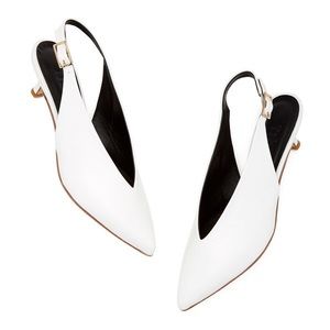 Tibi white slingback Lia kitten heels